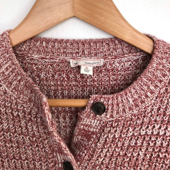 Gap pink marled waffle stitch cardigan XS - Picture 3 of 5